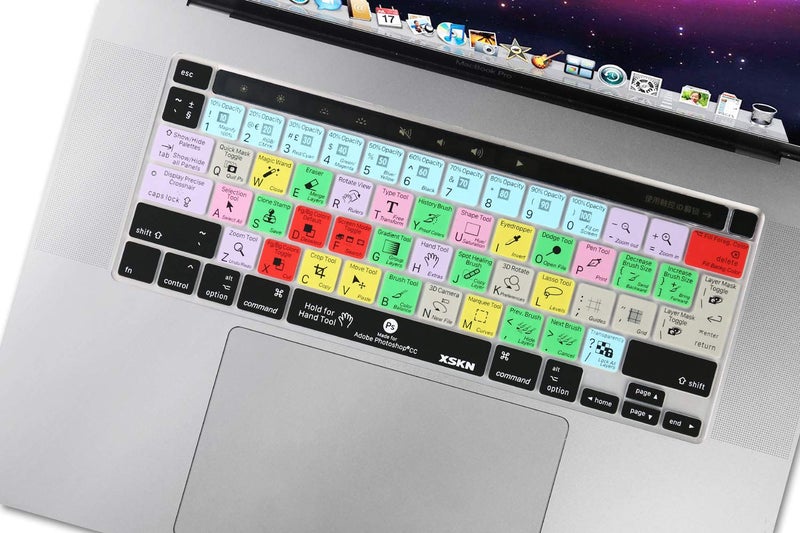 XSKN Photoshop Shortcuts Silicone Keyboard Cover Skin for Touch Bar Models 2019 MacBook Pro 16 inch A2141 2020 MacBook Pro 13.3 inch A2251 A2289 A2338 M1 Keyboard with Touch ID US & EU Common Version - Image 3